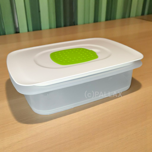 TUPPERWARE COOL`N FRESH BEHÄLTER 1,5 L + KLIMA-DECKEL GRÜN WEISS