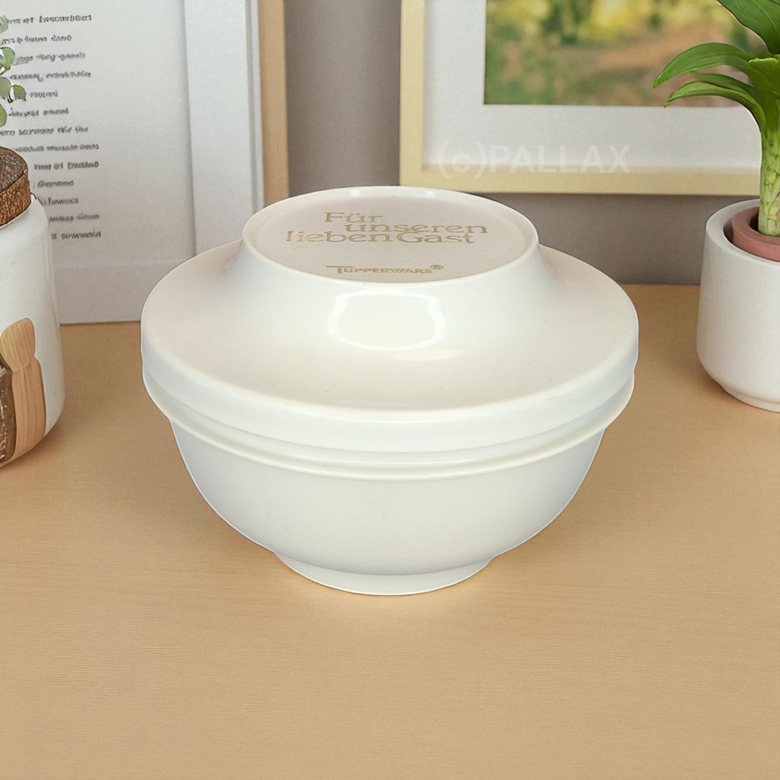 TUPPERWARE B18 DUO ORIENTAL SCHÜSSEL 350 ML WEISS "FÜR UNSEREN LIEBEN GAST"