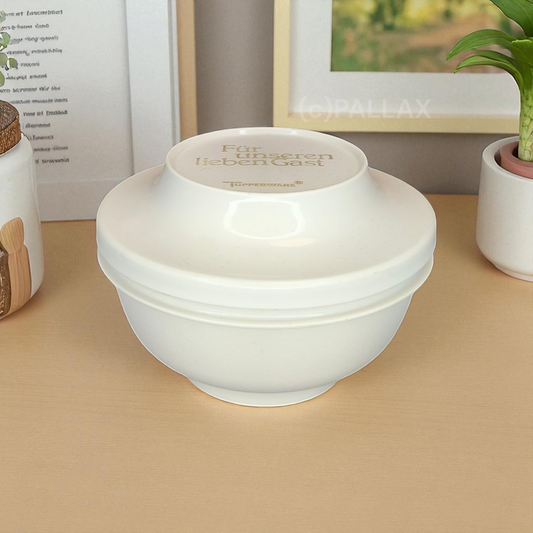 TUPPERWARE B18 DUO ORIENTAL SCHÜSSEL 350 ML WEISS "FÜR UNSEREN LIEBEN GAST"
