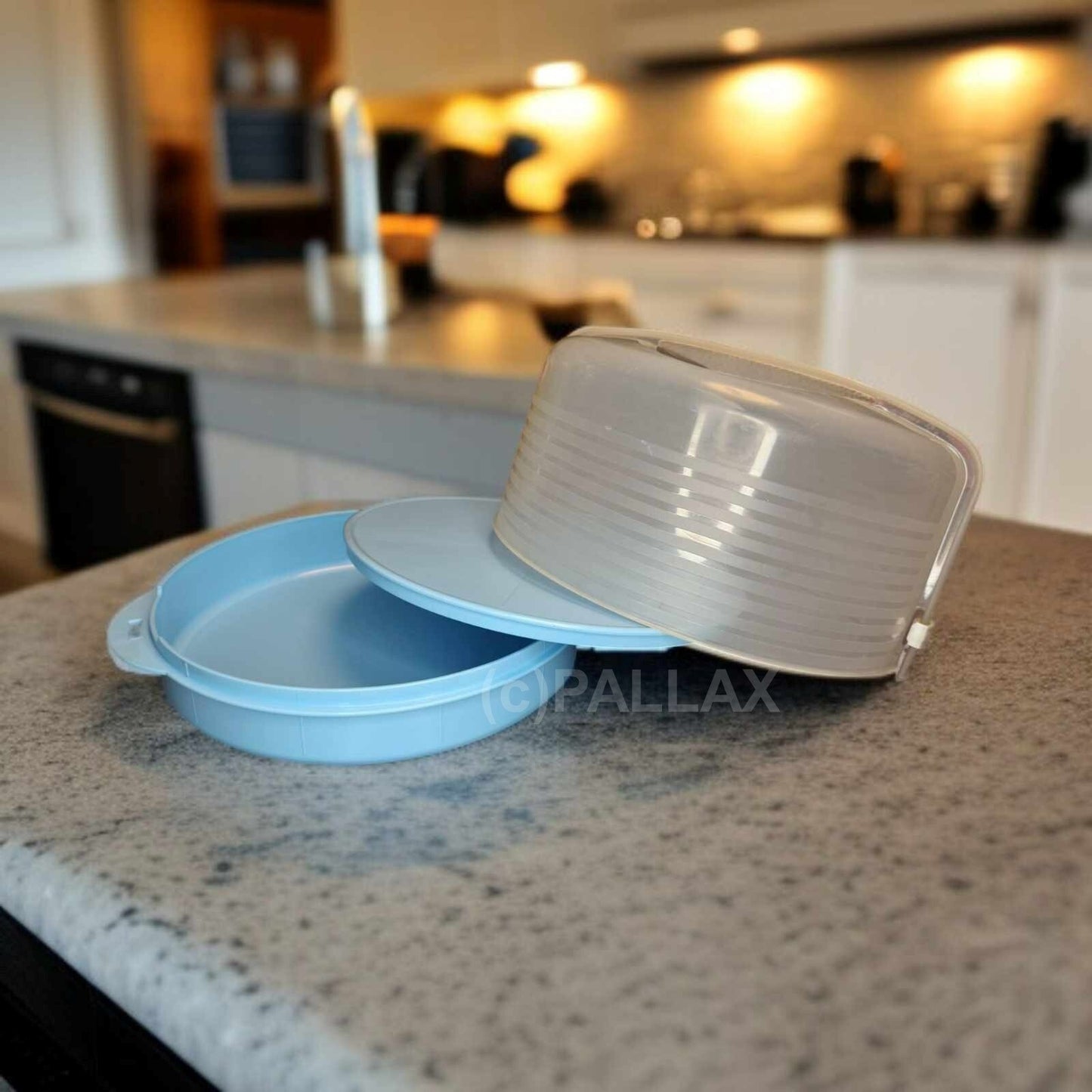 TUPPERWARE C94 WALZER-KÖNIG HELLBLAU TORTENBEHÄLTER MIT KÜHLBARER SERVIERPLATTE