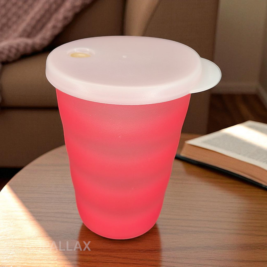 TUPPERWARE J37 JUNGE WELLE TRINKHALM-BECHER 330 ML  ROT TRANSPARENT