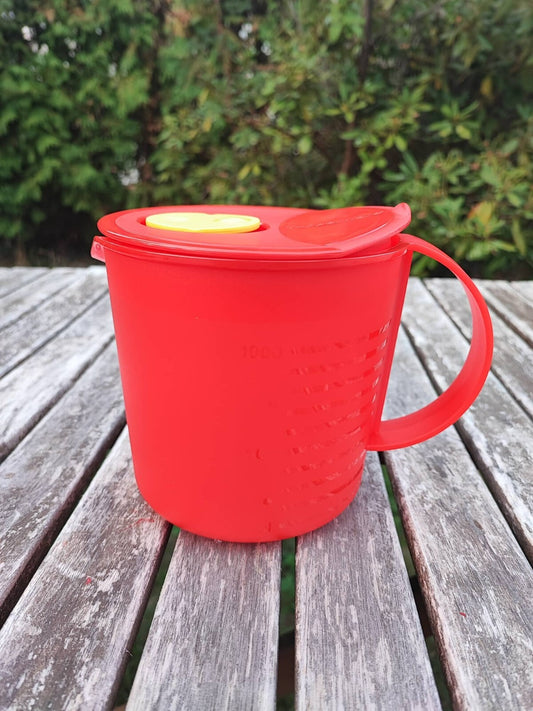 TUPPERWARE WARM-UP KANNE 1,0 L MIT MESS-TABELLE SKALA MIKROWELLENKANNE