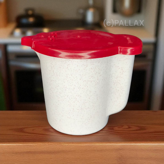 TUPPERWARE C19 MILCHKÄNNCHEN 350 ML ROT WEISS VINTAGE