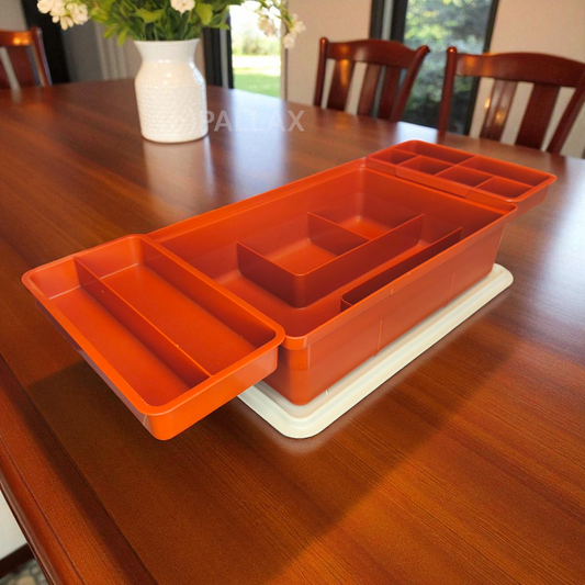 TUPPERWARE E02 HOBBY-BOX ORANGE WEISS WERKZEUGKISTE NÄHKISTE
