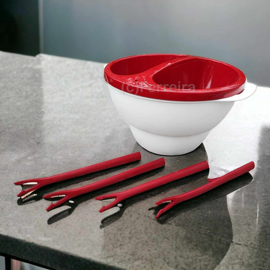 TUPPERWARE ALLEGRA MICRO DELI-DIP FONDUE-SET ROT WEISS