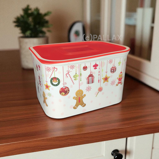 TUPPERWARE A151 QUADRO 1,3 L WEIHNACHTEN ROT WEISS VORRATSDOSE