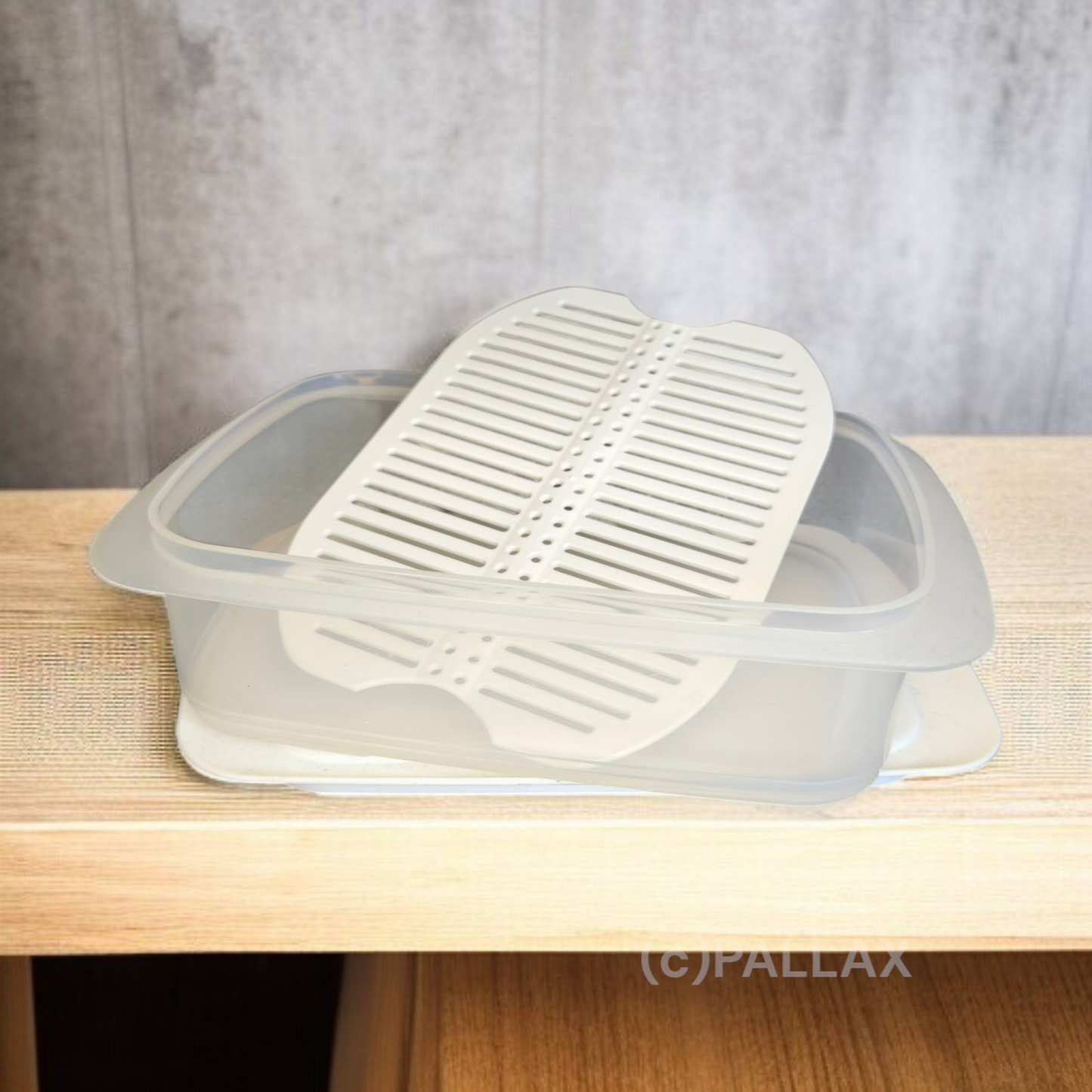 TUPPERWARE COOL `N FRESH BEHÄLTER 1,5 L + FRISCHEGITTER  WEISS KÜHLSCHRANK