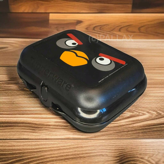 TUPPERWARE A26 TWIN ANGRY BIRDS MIT SCHNAPP-VERSCHLUSS SCHWARZ BROTDOSE LUNCHBOX