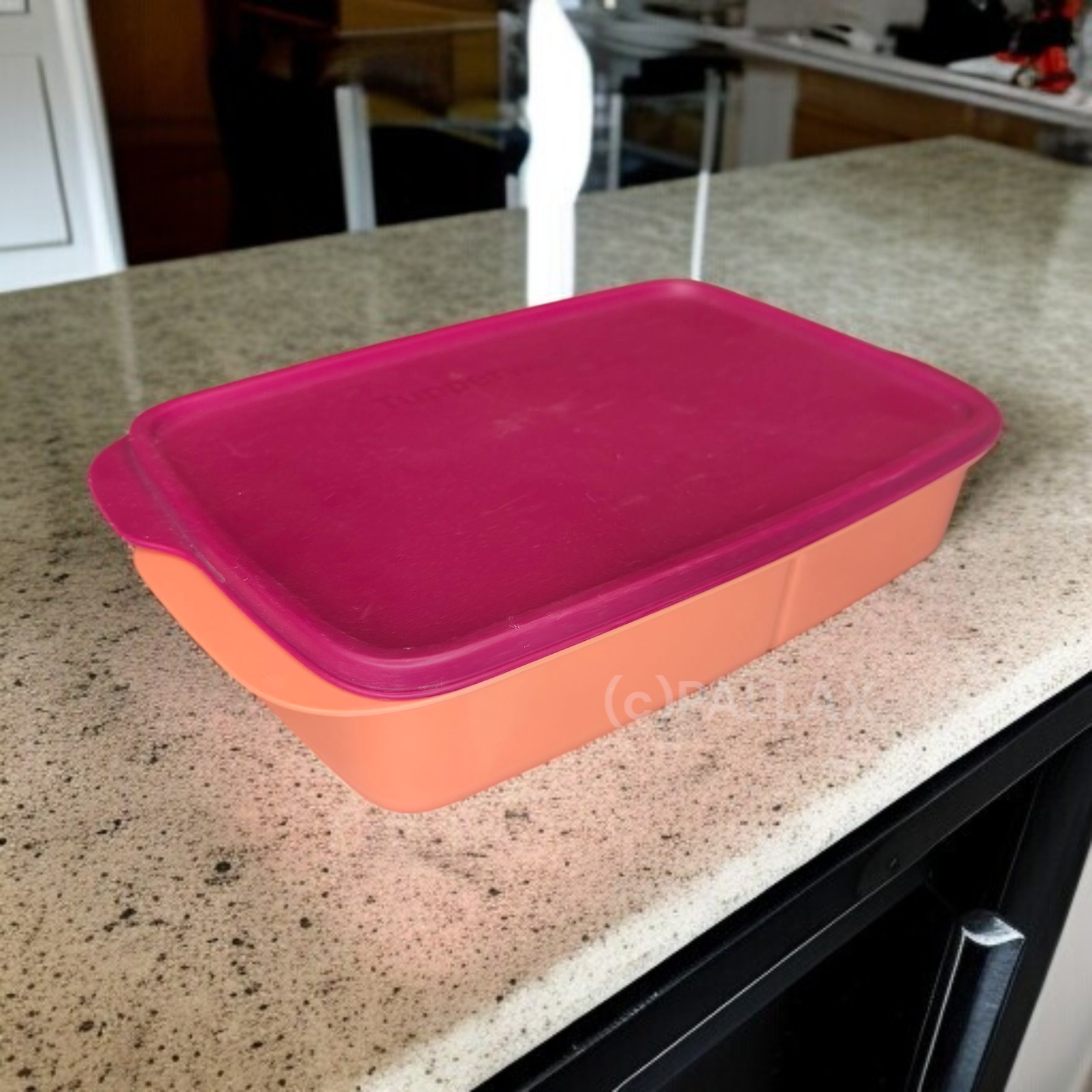 TUPPERWARE A217 PAUSEN-BOX 1,1 L ORANGE ROT BROTDOSE MIT EINTEILUNG