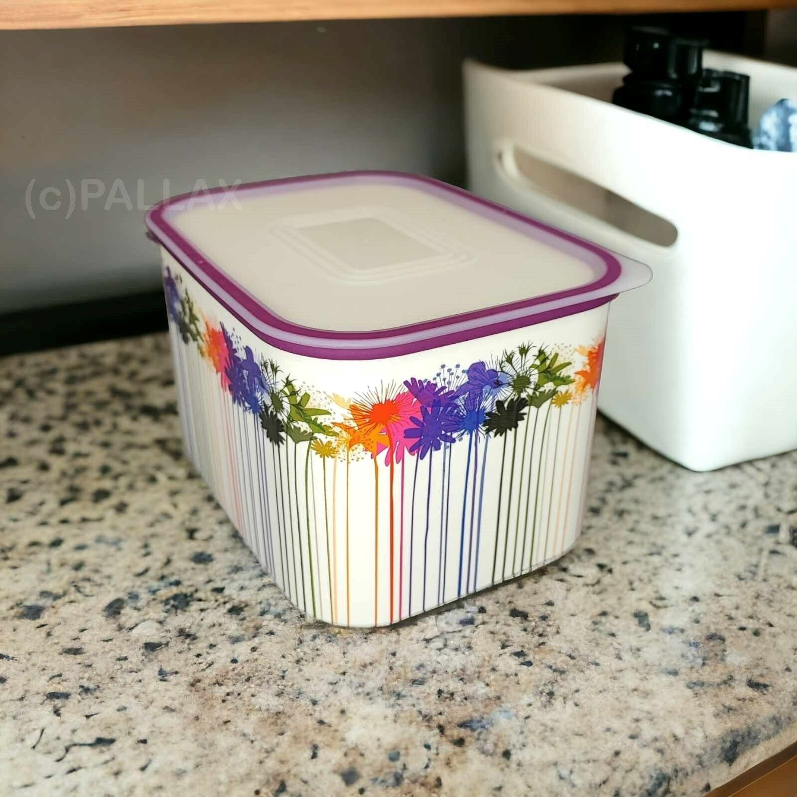 TUPPERWARE A151 QUADRO BEHÄLTER 1,3 L BLUMEN-MOTIV SONDERFARBE