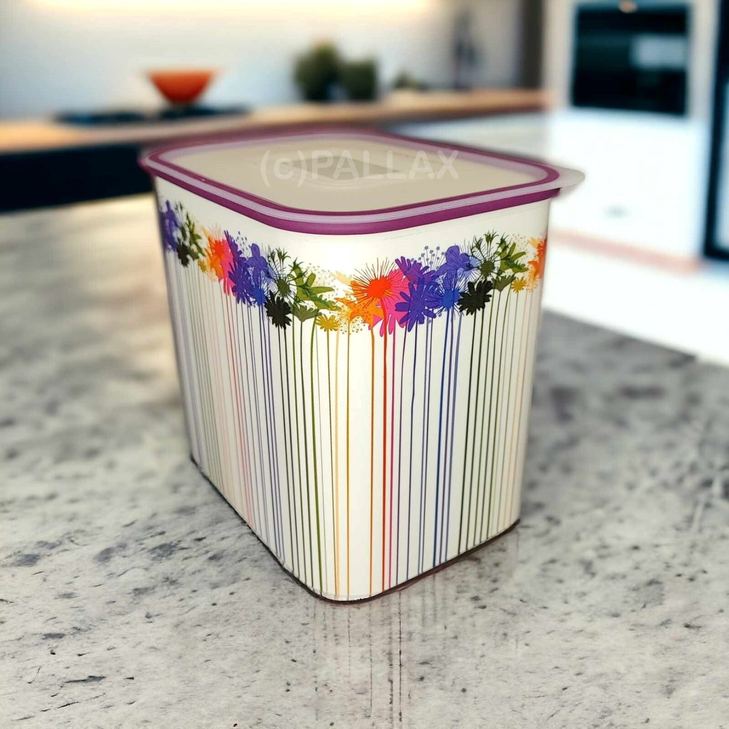TUPPERWARE A152 QUADRO BEHÄLTER 2,1 L BLUMEN-MOTIV SONDERFARBE