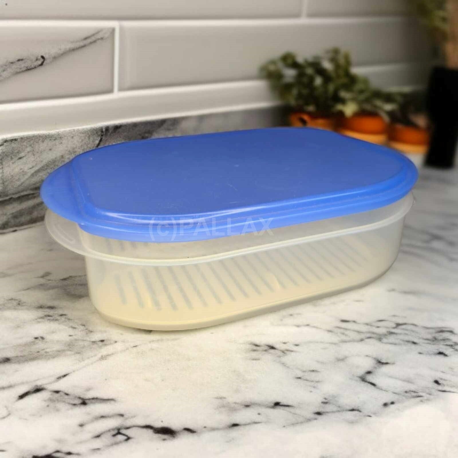 TUPPERWARE FRISCHE-KABINETT 1,6 L + FRISCHE-GITTER BLAU GELB KÜHLSCHRANK
