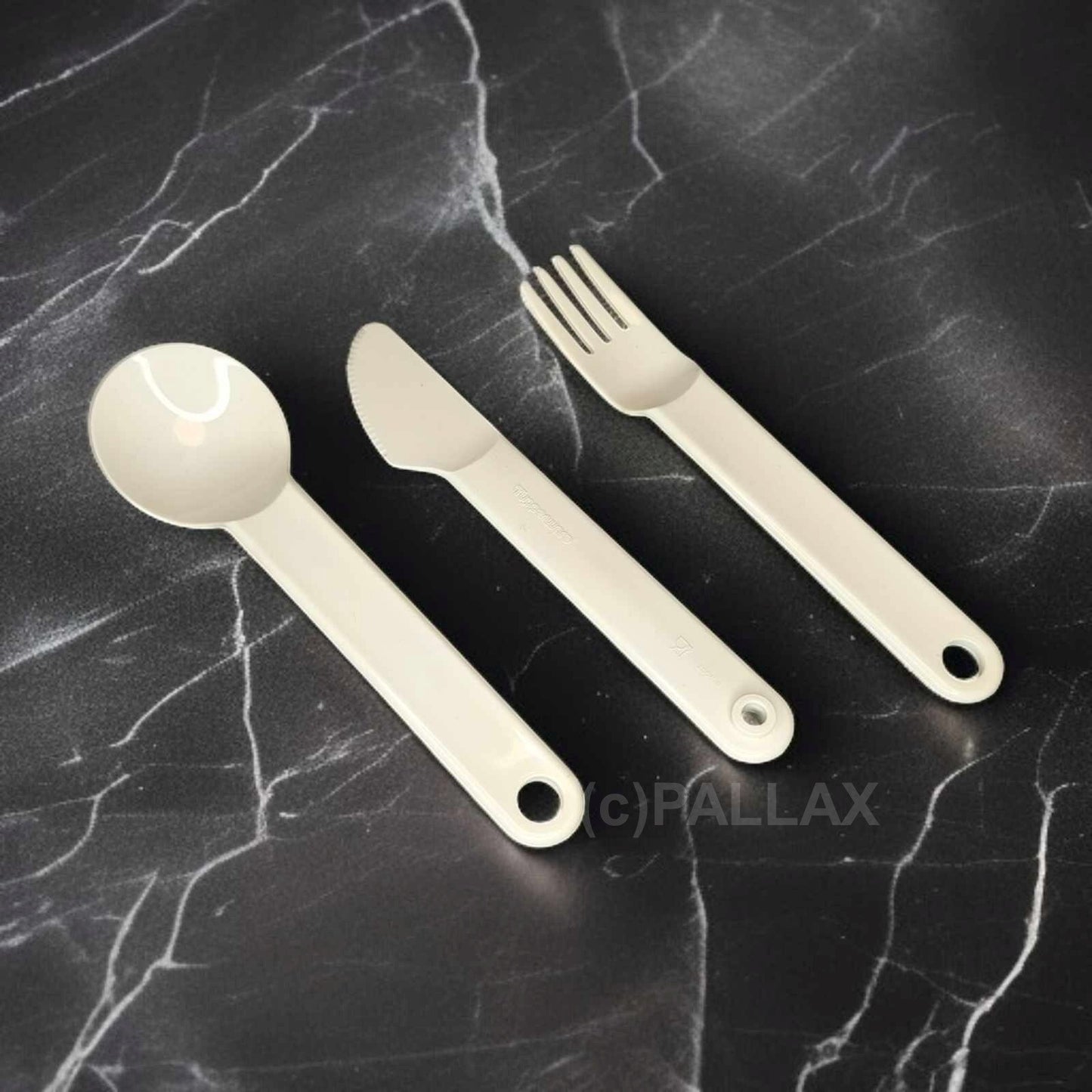 TUPPERWARE C70 PICKNICK-BESTECK WEISS GABEL MESSER LÖFFEL
