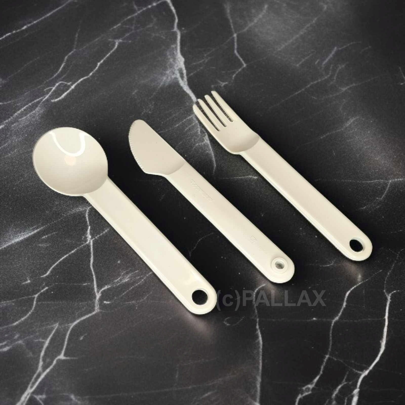 TUPPERWARE C70 PICKNICK-BESTECK WEISS GABEL MESSER LÖFFEL