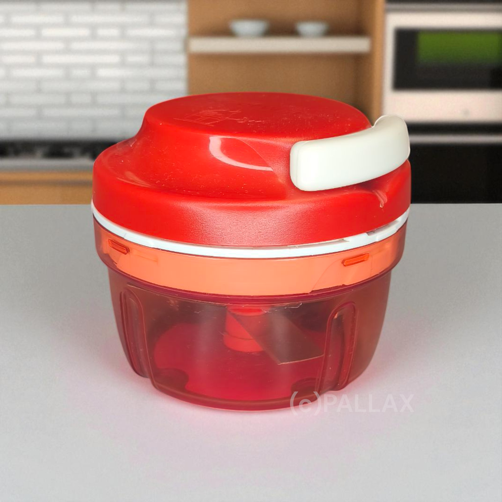 TUPPERWARE D158 TURBO-CHEF ROT ZWIEBELSCHNEIDER MIT ZUGBAND ZERKLEINERER