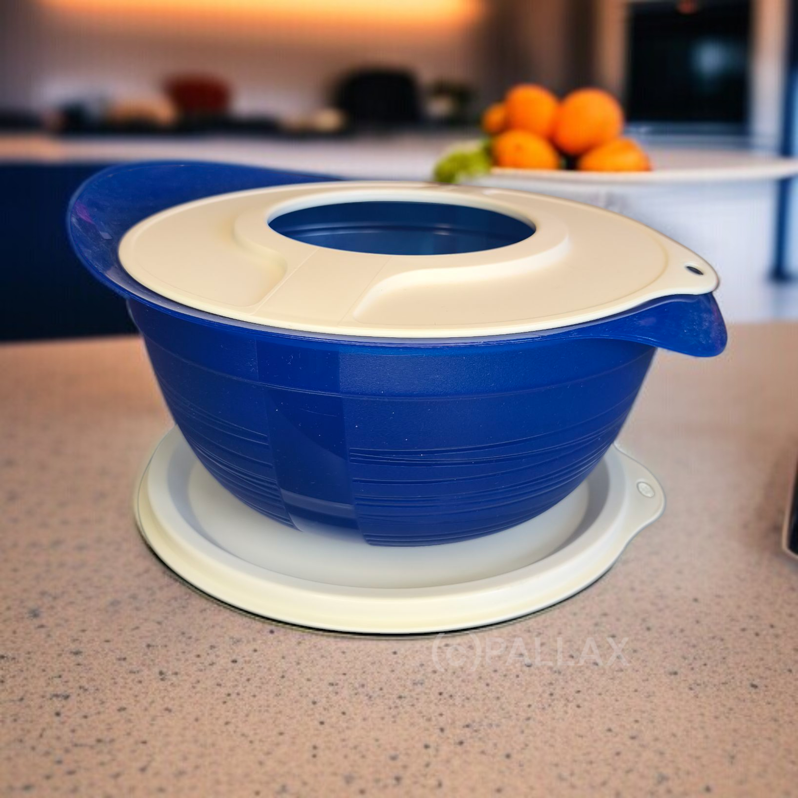 TUPPERWARE P10 COMBI-PLUS GROSSE RÜHRSCHÜSSEL 3,5 L BLAU MIT SPRITZSCHUTZ-DECKEL