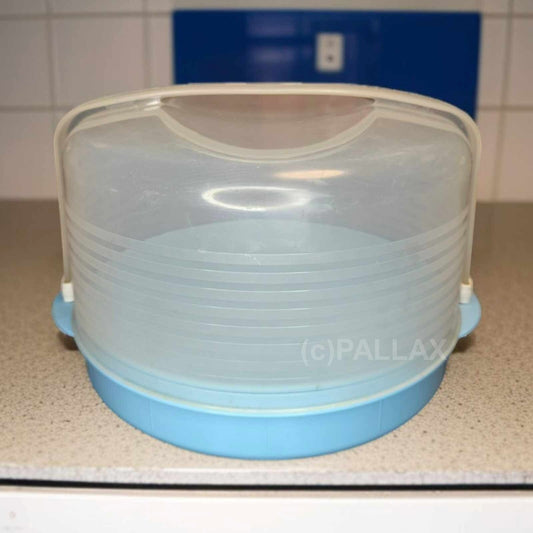 TUPPERWARE C94 WALZER-KÖNIG HELLBLAU TORTENBEHÄLTER MIT KÜHLBARER SERVIERPLATTE
