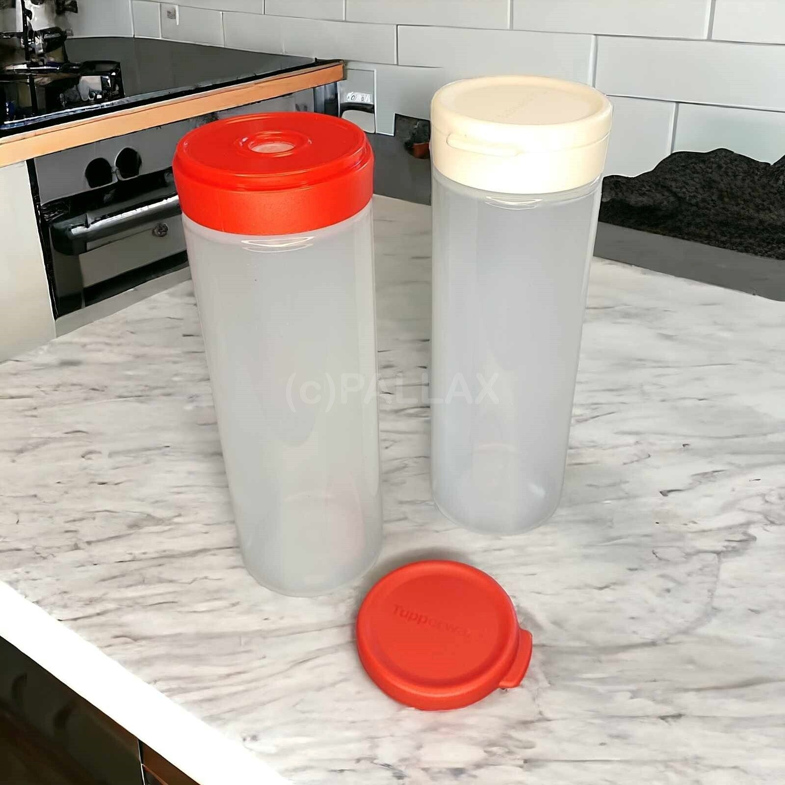 TUPPERWARE KETCHUP- UND MAYONNAISE-SPENDER 2x 360 ML ROT WEISS SONDERMODELL