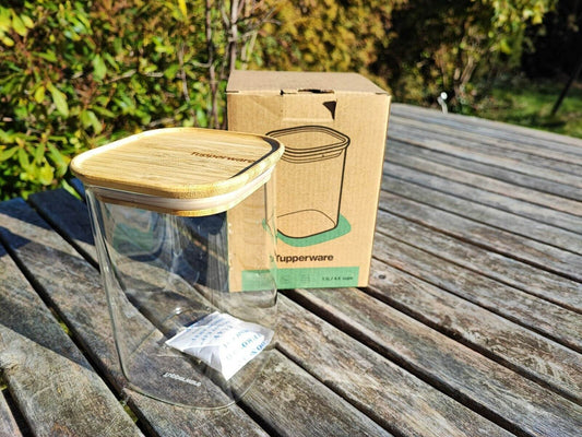 TUPPERWARE BAMBOO CLEAR STORAGE 1,1 L HOLZ-DECKEL