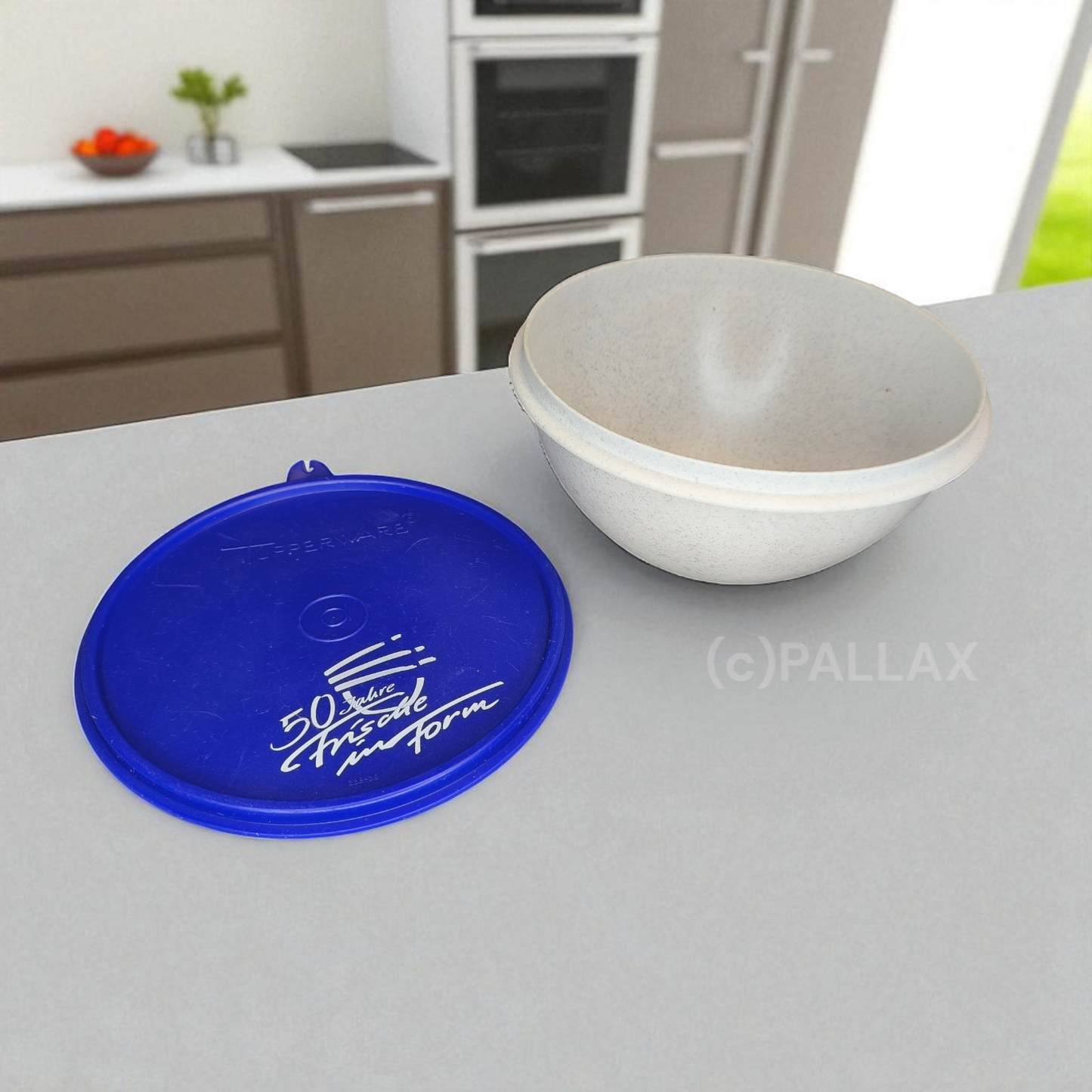 TUPPERWARE B01 WUNDERSCHÜSSEL 1,15 L BLAU WEISS 50 JAHRE FRISCHE IN FORM