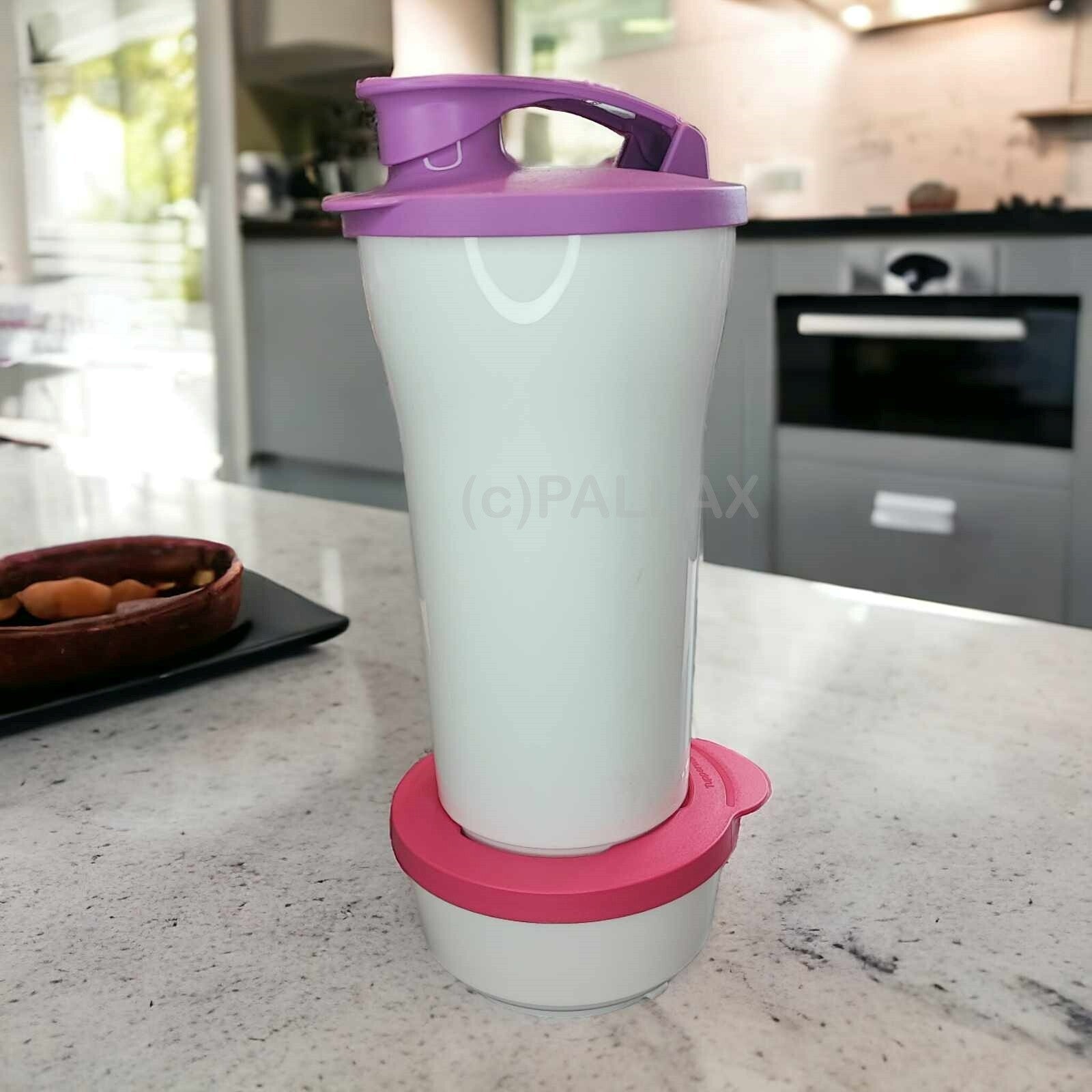 TUPPERWARE ILUMINA PAUSEN-MIX 800 ML + 200 ML LILA ROSA WEISS TRINKBECHER