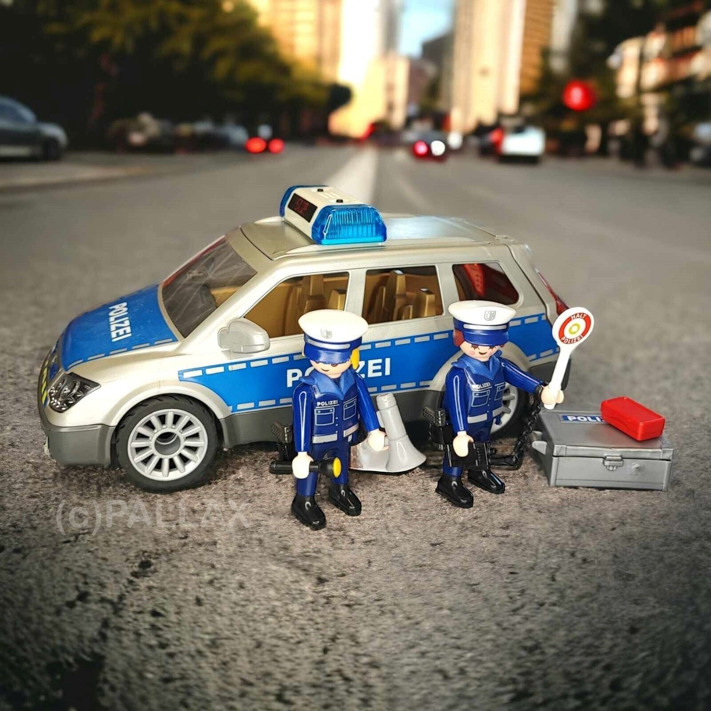 PLAYMOBIL 6873 POLIZEI-EINSATZWAGEN STREIFENWAGEN + BOX / 2016