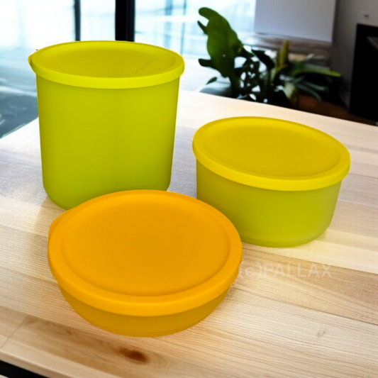 TUPPERWARE ALOHA VORRATSDOSEN-SET RUND 200 ML 530 ML 1,1 L MEHRFARBIG