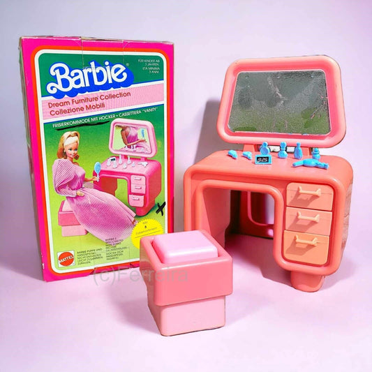 BARBIE  DREAM FURNITURE COLLECTION - VANITY  / FRISIERKOMMODE 1982 VINTAGE + BOX