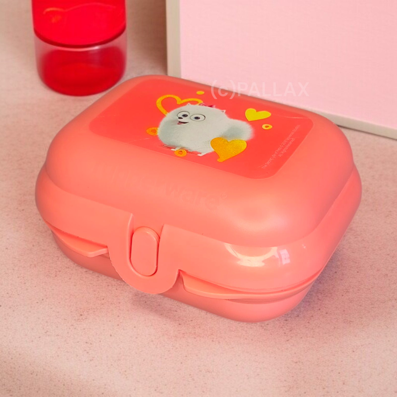 TUPPERWARE A27 MINI-TWIN HUMMER-ROT MOTIV PETS  BROTDOSE VESPERBOX