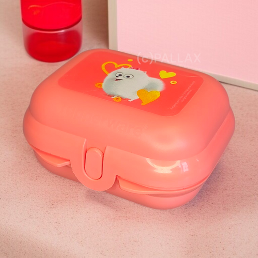 TUPPERWARE A27 MINI-TWIN HUMMER-ROT MOTIV PETS  BROTDOSE VESPERBOX