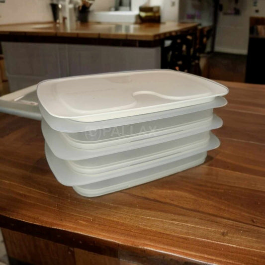 TUPPERWARE COOL`N FRESH BEHÄLTER 3x 700 ML + DECKEL WEISS KÜHLSCHRANK VORRAT