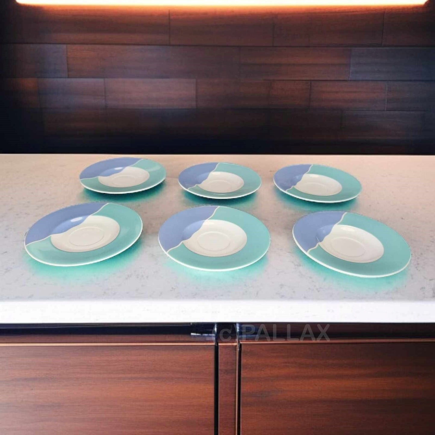 TUPPERWARE JUNGE WELLE PORZELLAN 6 UNTERTASSEN SONDERMODELL
