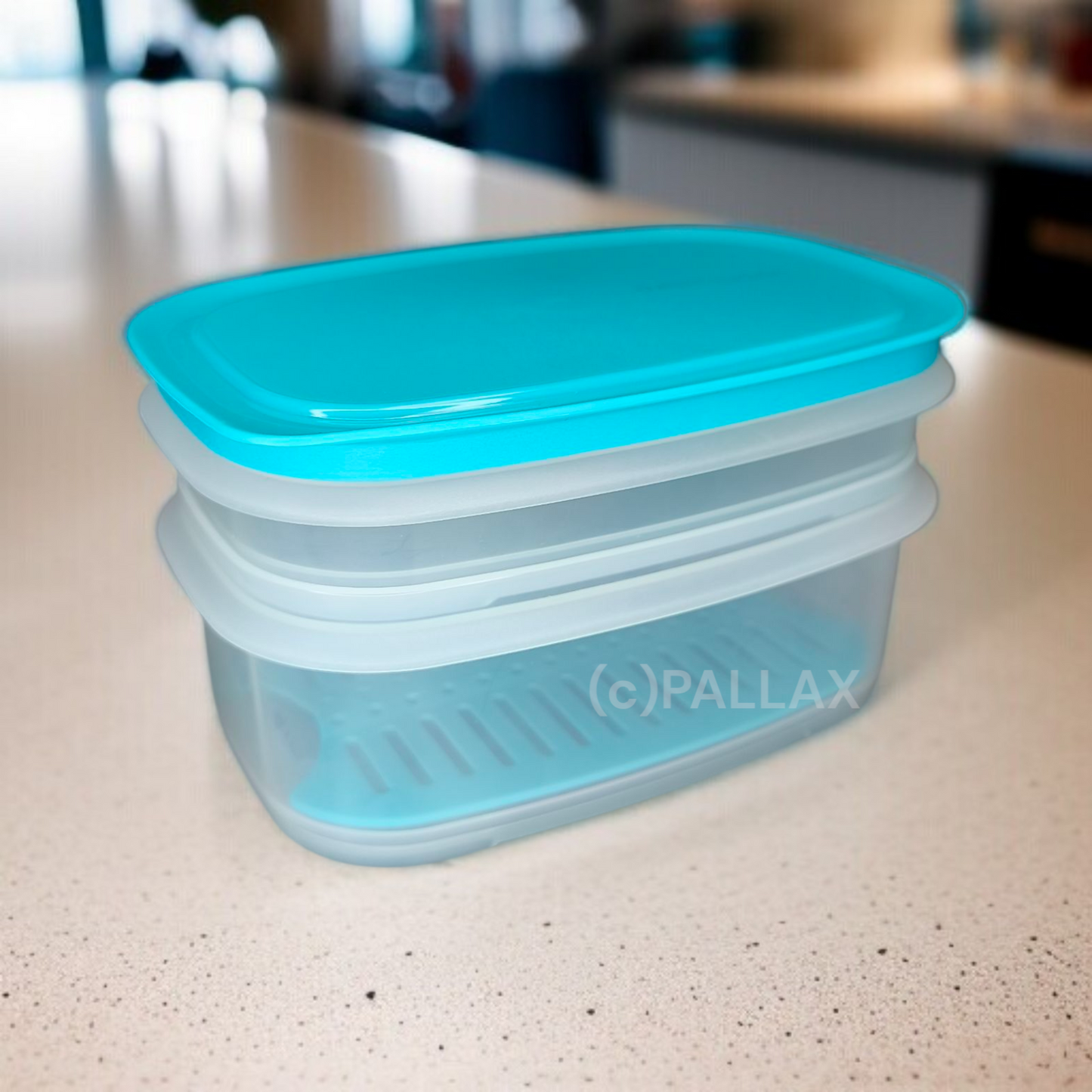 TUPPERWARE K31 JUNIOR COOL `N FRESH SET TÜRKIS 640 ML + 260 ML + FRISCHEGITTER