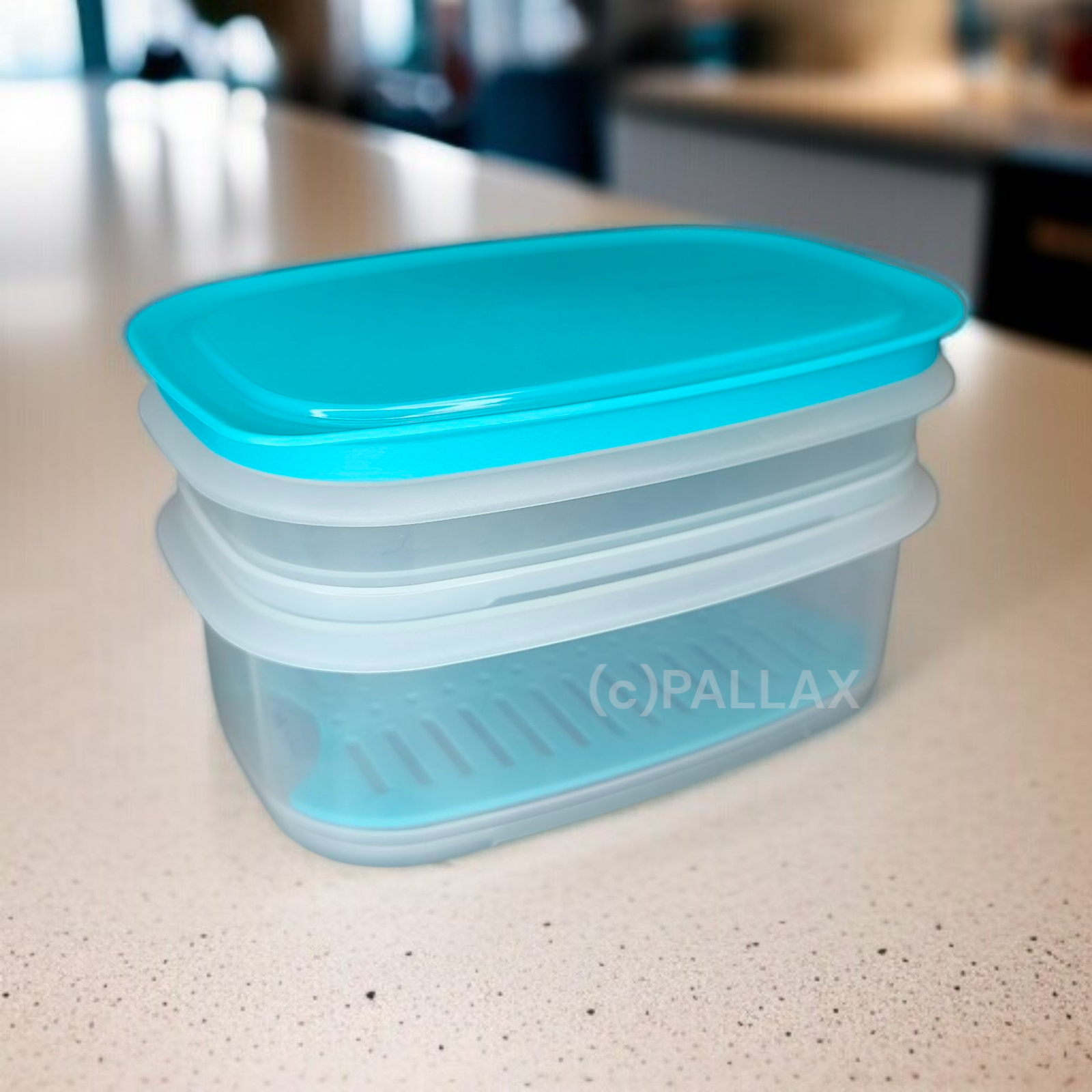TUPPERWARE K31 JUNIOR COOL `N FRESH SET TÜRKIS 640 ML + 260 ML + FRISCHEGITTER