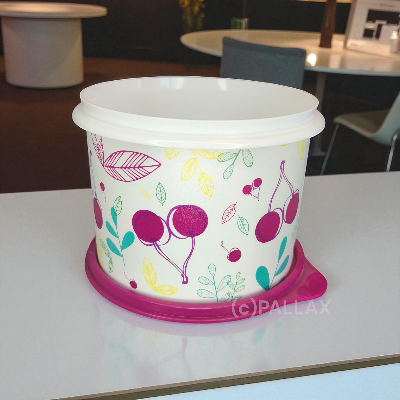 TUPPERWARE VORRATSDOSE 1,1 L MOTIV KIRSCHEN KIRSCH-ROT WEISS SONDERMODELL