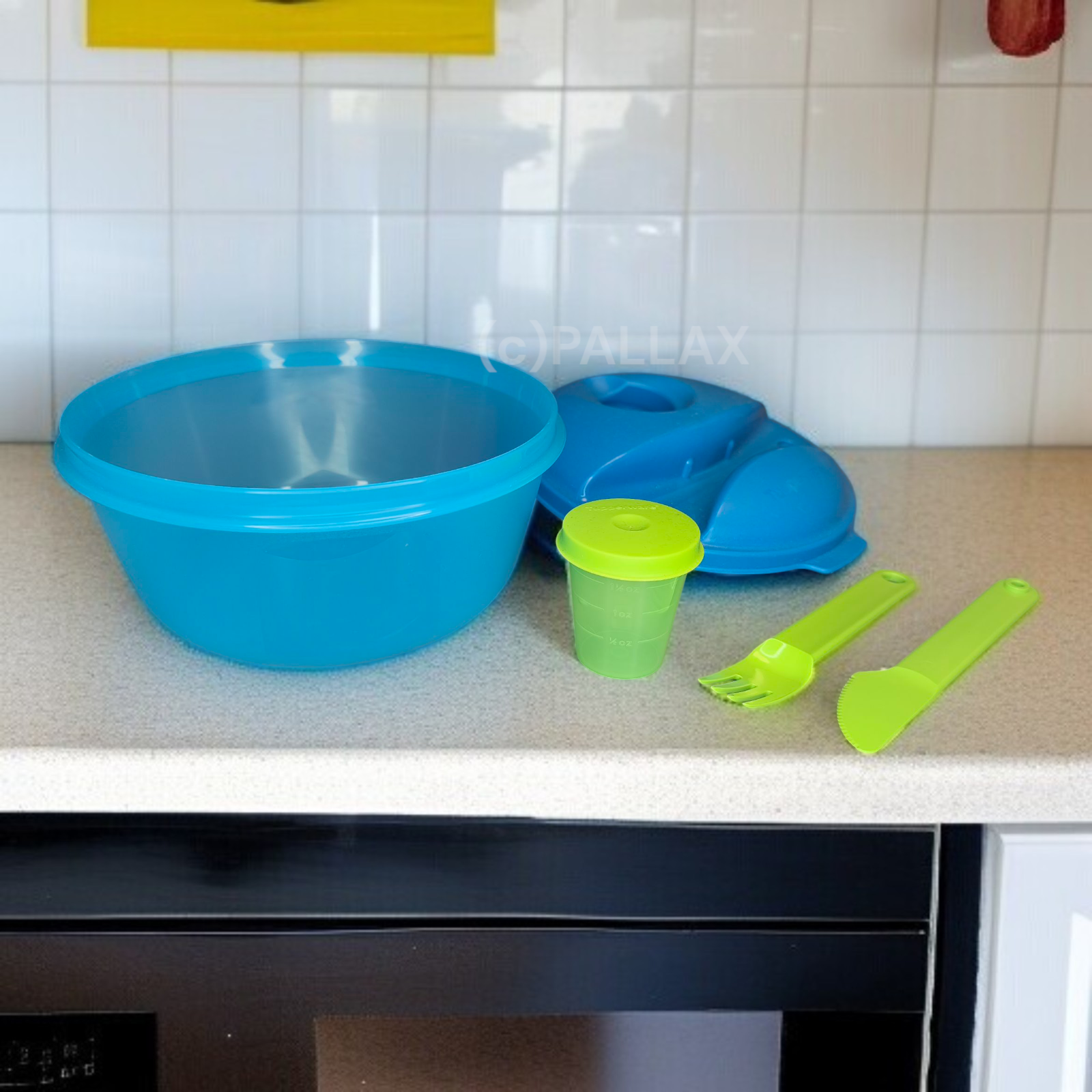 TUPPERWARE A157 SALAT & GO 1,5 L TÜRKIS VESPERDOSE SALAT