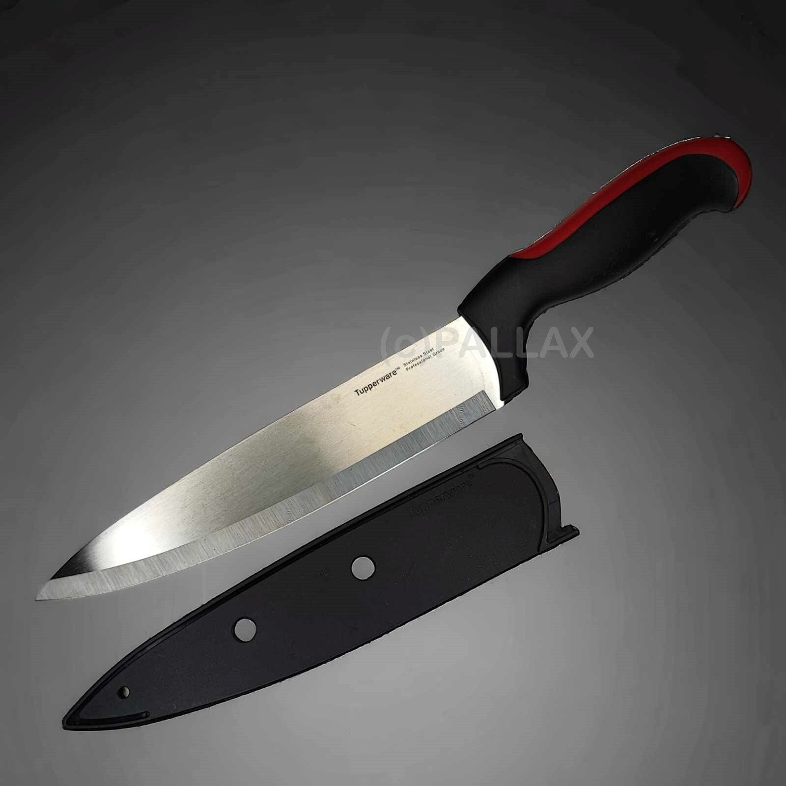 TUPPERWARE D87 ERGONOMIC KOCHMESSER + SCHUTZKAPPE ROT SCHWARZ