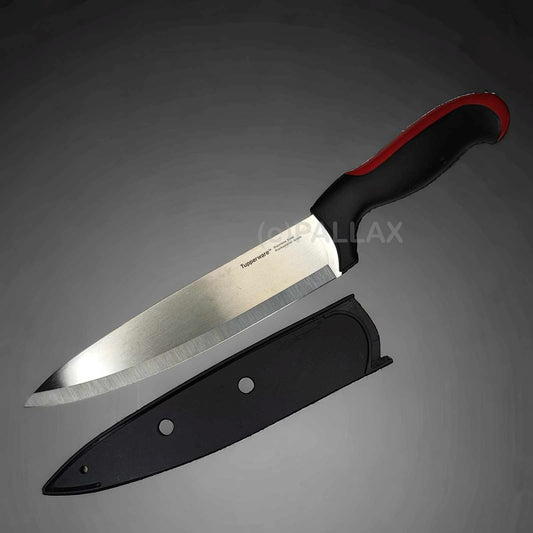 TUPPERWARE D87 ERGONOMIC KOCHMESSER + SCHUTZKAPPE ROT SCHWARZ