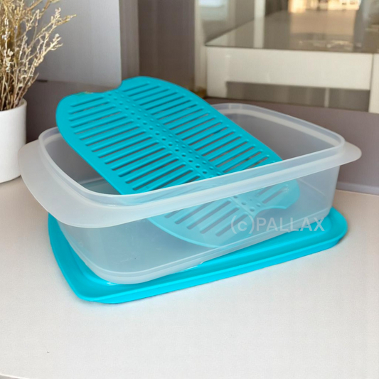 TUPPERWARE COOL`N FRESH BEHÄLTER 1,5 L + FRISCHEGITTER + VERSCHLUSS TÜRKIS
