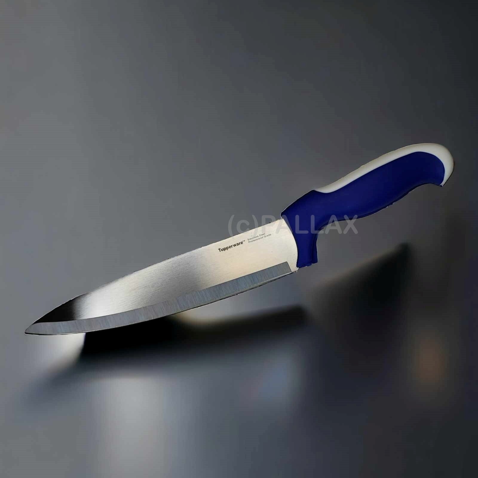 TUPPERWARE D87 ERGONOMIC KOCHMESSER + SCHUTZKAPPE BLAU WEISS