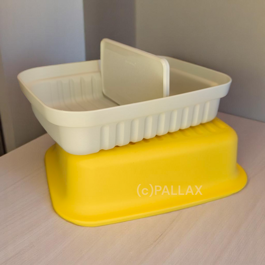 TUPPERWARE A48 KLEINER BÄCKERMEISTER MIT EINTEILUNG GELB WEISS BROTKORB