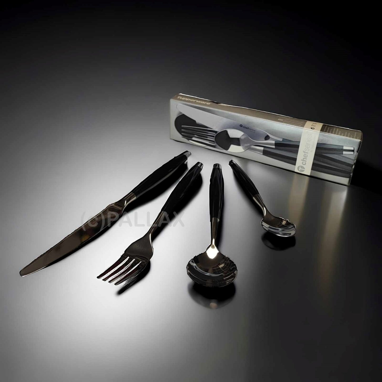 TUPPERWARE C114 CHEF-SERIE BESTECK (4-TEILIG) MESSER GABEL LÖFFEL TEELÖFFEL