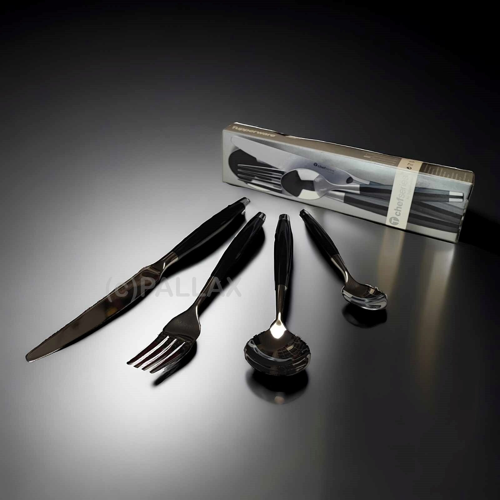 TUPPERWARE C114 CHEF-SERIE BESTECK (4-TEILIG) MESSER GABEL LÖFFEL TEELÖFFEL