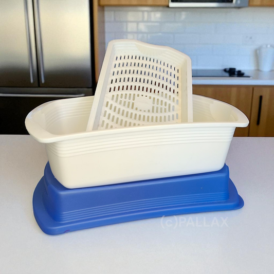 TUPPERWARE U15 FOUR SEASONS LUNCHBOX 1,6 L MIT FRISCHEGITTER BLAU WEISS