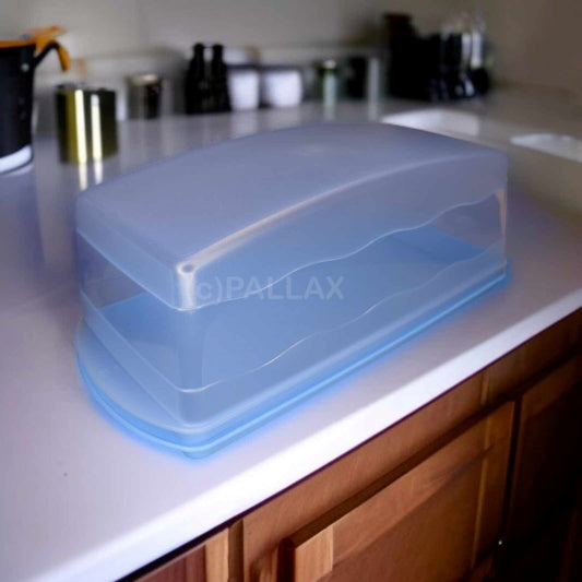 TUPPERWARE J29 JUNGE WELLE KASTENKUCHEN-BEHÄLTER HELLBLAU TORTENBEHÄLTER