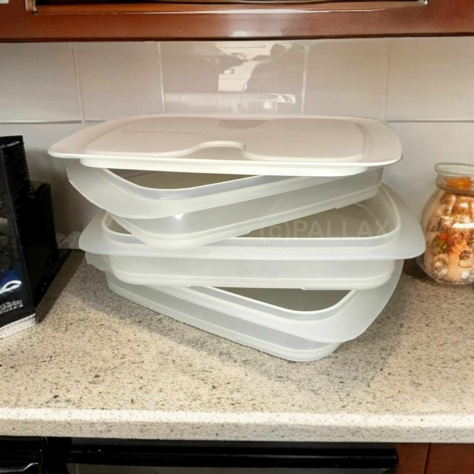 TUPPERWARE COOL`N FRESH BEHÄLTER 3x 700 ML + DECKEL WEISS KÜHLSCHRANK VORRAT
