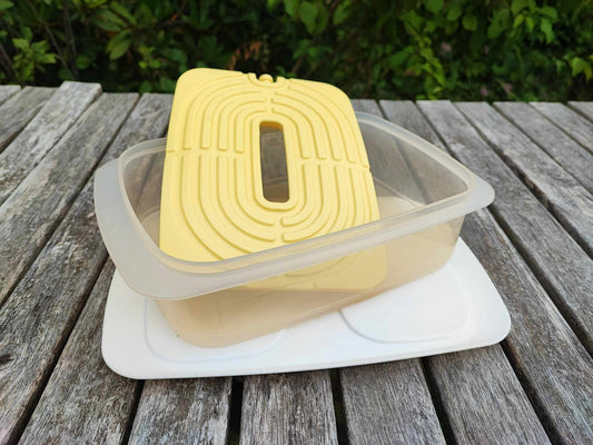 TUPPERWARE COOL`N`FRESH BEHÄLTER 1,5 L + KÜHL-AKKU GELB WEISS