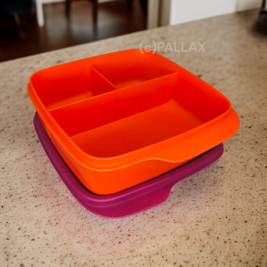 TUPPERWARE KLEINE PAUSEN-BOX 550 ML ORANGE ROT BROTDOSE MIT EINTEILUNG