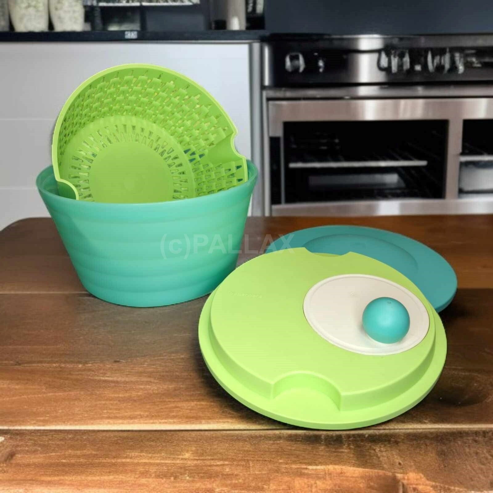TUPPERWARE D71 SALATSCHLEUDER 4,5 L GRÜN + FRISCHE-DECKEL SALATTROCKNER