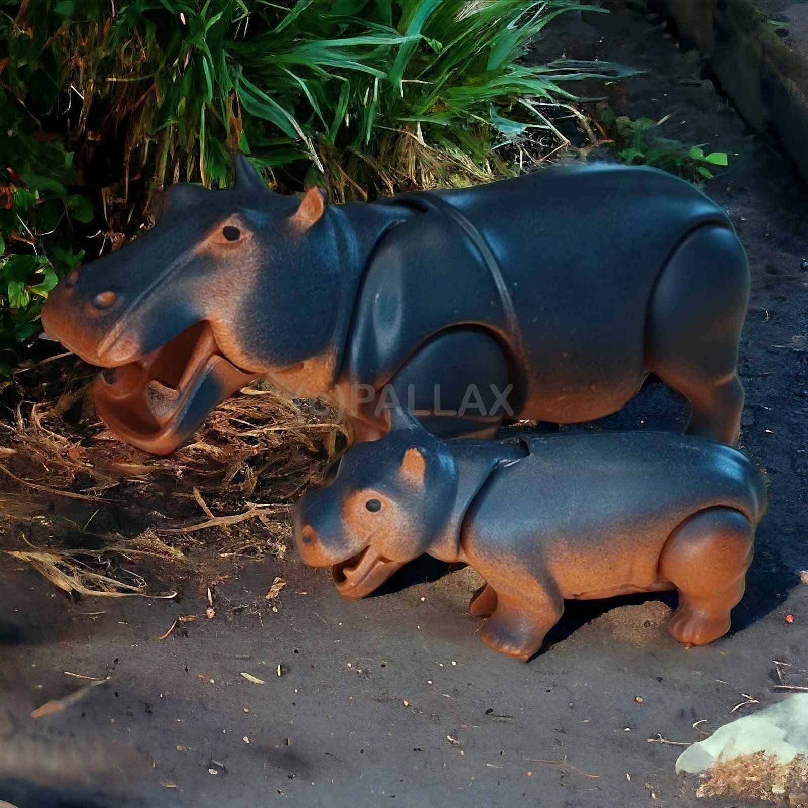 PLAYMOBIL 6945 FLUSSPFERD MIT BABY NILPFERD ZOO TIERPARK WILDNIS / 2016